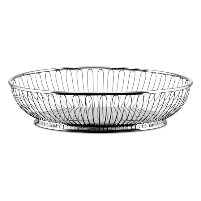Alessi Ovaler Drahtkorb aus poliertem Stahl (Ref. 1810) - Platzsparendes Design für Küche und Wohnzimmer