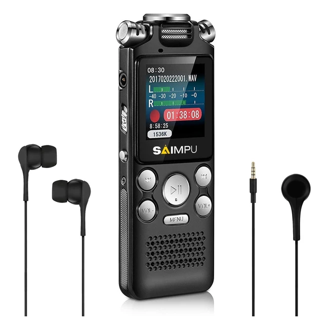 16GB Voice Recorder with Ultra-Sensitive Microphones & MP3 Player - Ideal for Lectures & Meetings