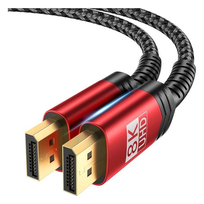 JSAUX 8K DisplayPort Cable 14 DP Cable 3m - 8K60Hz 2K240Hz 4K144Hz 32.4Gbps - Compatible for Laptop PC TV Gaming Monitor - Red