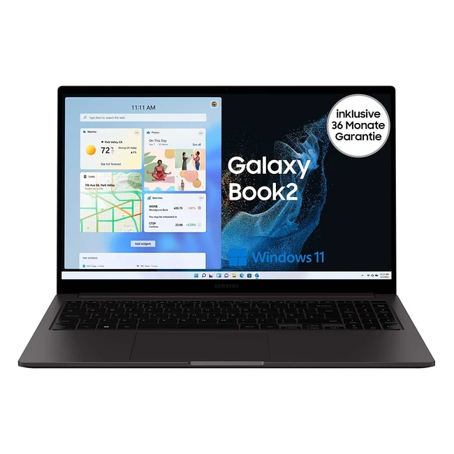 Samsung Galaxy Book2 15.6 Zoll Laptop | Intel Core i3 Prozessor | 8 GB RAM | 512 GB SSD | Windows 11 Home | 36 Monate Garantie | Amazon Exklusiv | Graphit