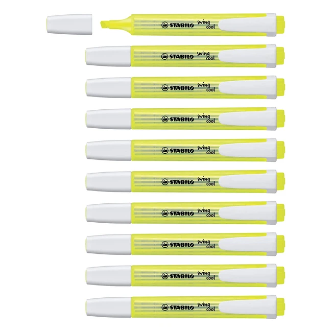 Stabilo Swing Cool Highlighter - Pack of 10 Yellow - Anti-Dry Out Technology