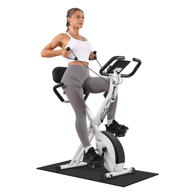 Micyox MX600 Foldable Magnetic Exercise Bike - LCD Display, Heart Rate Sensor, Resistance Bands, Space-Saving Fitness Equipment