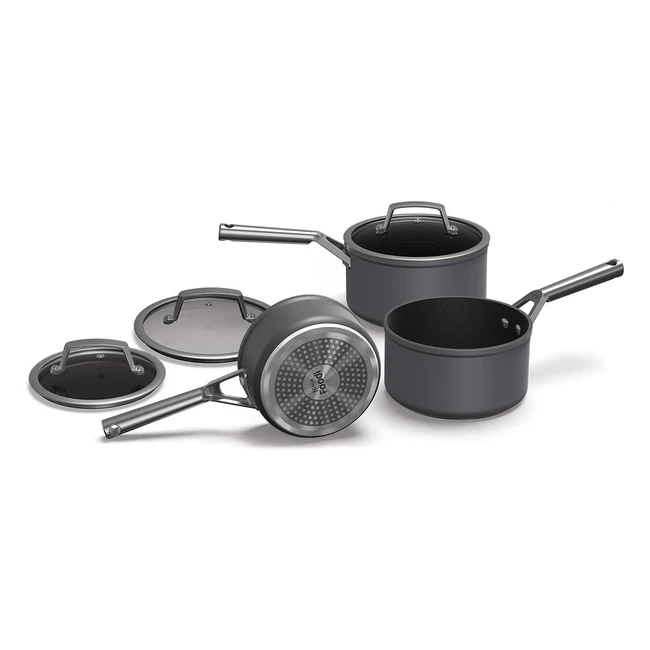 Ninja Foodi Zerostick 3-teiliges Kochgeschirr-Set C33000EU - Induktion, Spülmaschinenfest, Hartanodisiertes Aluminium, Antihaftbeschichtung, Grau - 16/18/20 cm