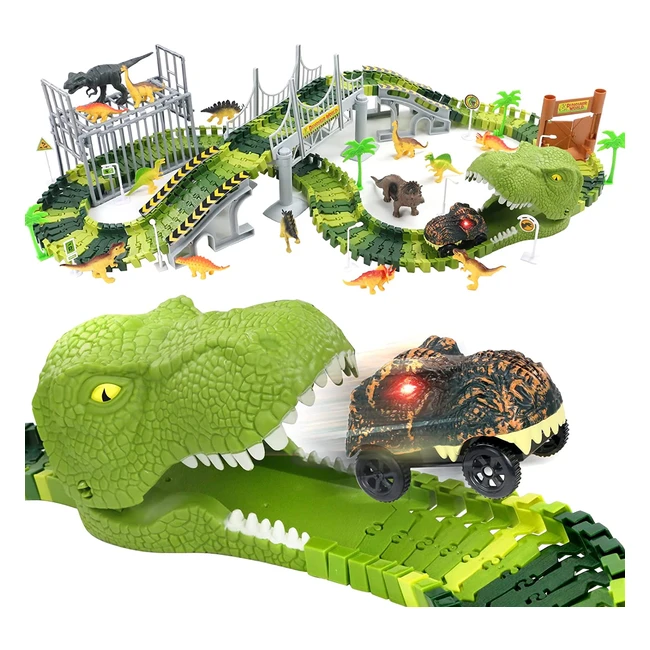 Circuit voiture dinosaure interactif - Jouet enfant 3 ans - 169 pièces