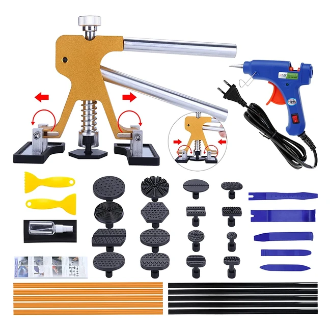Sollevatore di ammaccature per carrozzeria Manelord - Kit di riparazione senza vernice con 16 linguette di estrazione