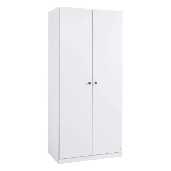 Rauch Möbel Buchholz Schrank - Abschließbarer Kleiderschrank in Weiß mit viel Stauraum und Zubehör