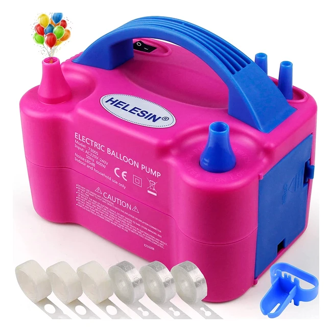 Pompa per palloncini elettrica Helesin con 7 accessori decorativi - Gonfiatore palloncino per feste e compleanni