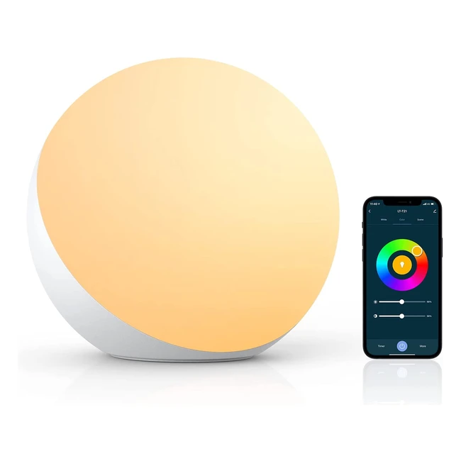 Lámpara de mesa inteligente HiFree compatible con Alexa y Google Home - Luz nocturna regulable y con cambio de color RGB para niños