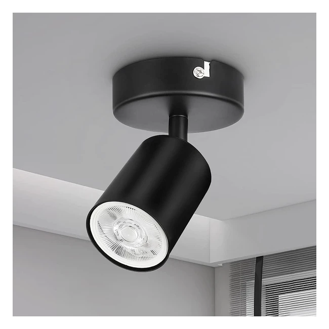 Spot plafonnier Dehobo GU10 lot de 1 - Moderne, orientable, LED, noir mat - Pour chambre, salon, cuisine, salle à manger
