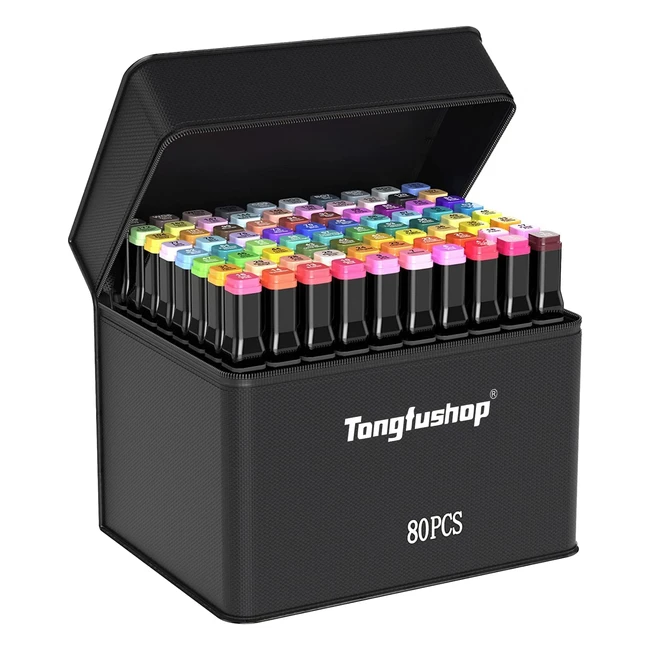 Rotulador de 80 colores Tongfushop - Set de rotuladores permanentes de punta dob