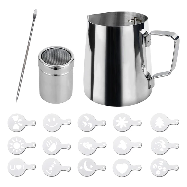 Stainless Steel Milk Frothing Jug 350ml - Perfect for Coffee Art and Latte Decor