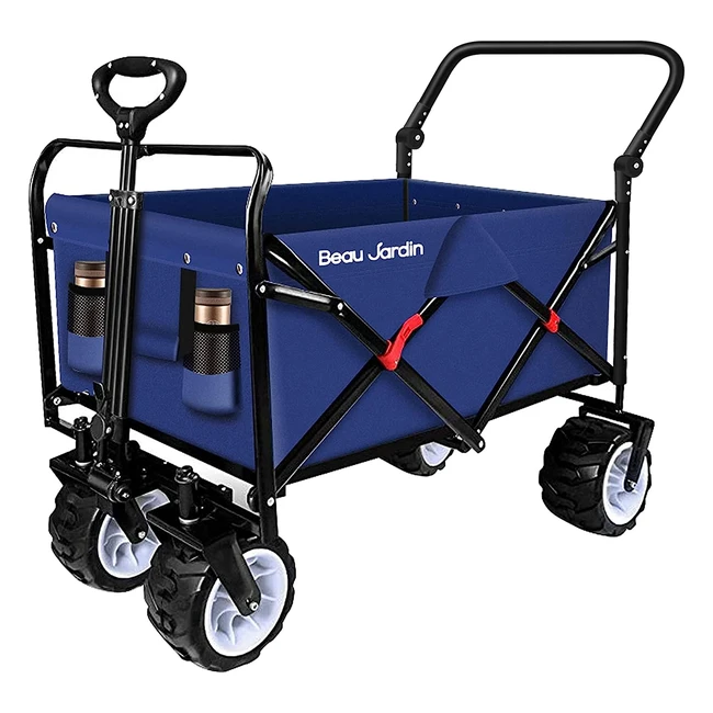 Beau Jardin Folding Wagon - Collapsible Utility Cart with 100kg Max Load Sturdy