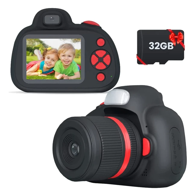 Appareil photo pour enfants Bafuland mini DSLR 24 MP avec flash et carte SD 32GB - Cadeau de Noël pour garçons et filles de 3 à 10 ans