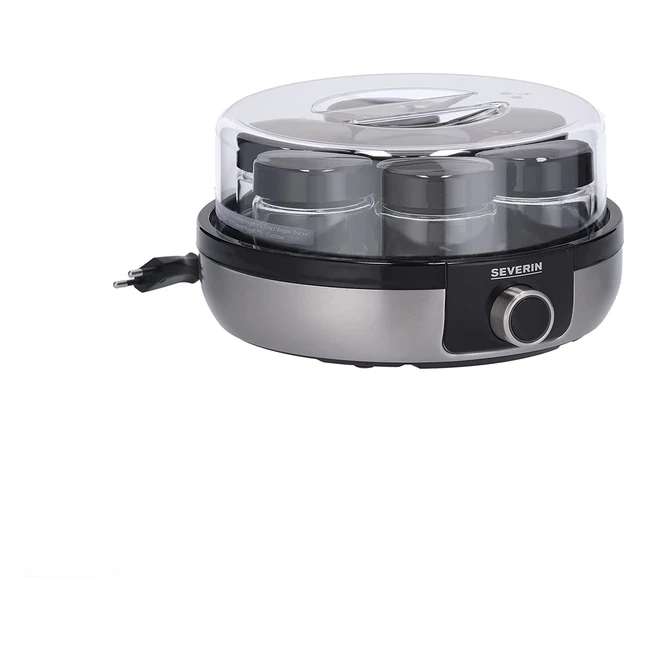 Yogurtera Digital Severin con 5 Programas Automáticos y 7 Tarros de Cristal - Sin BPA, Acero Inoxidable Cepillado, JG 3521