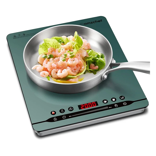 Plaque induction portable Amzchef 2000W - Silencieuse 9 niveaux de puissance et