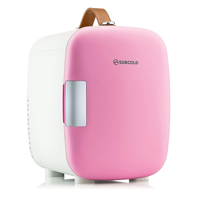 Subcold Pro4 Luxury Mini Fridge Cooler - 4L/6 Cans - USB & AC Power - Portable Small Fridge for Office, Bedroom, Car - Pink