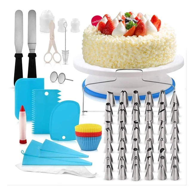 Kit de pâtisserie 106 pcs avec plateau tournant, douilles numérotées, poches jetables et plus encore