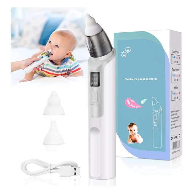 Uraqt Baby Nasal Aspirator - Safe, Hygienic, Rechargeable, 6 Suction Levels, 2 Silicone Tips