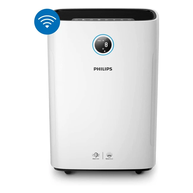 Purificador y Humidificador de Aire Philips Serie 2000i - Control por Aplicación - Elimina Germenes, Polvo y Alérgenos en Estancias de 65m² - 4 Velocidades - Modo Sueño - AC272910