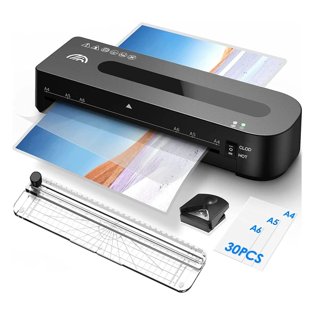 Laminator A4 Machine with 30 Pouches, Trimmer, and Corner Rounder - Ideal for Home, School, or Office