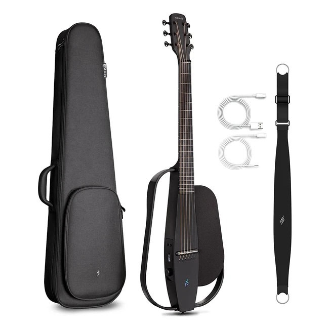 Guitare électrique acoustique Enya Nexg avec haut-parleur stéréo intégré en fibre de carbone 50W pour adultes - Noir
