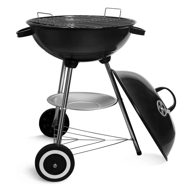 Barbacoa portátil Sunjas con parrilla de carbón y ruedas para jardín - 46L 44W 70H