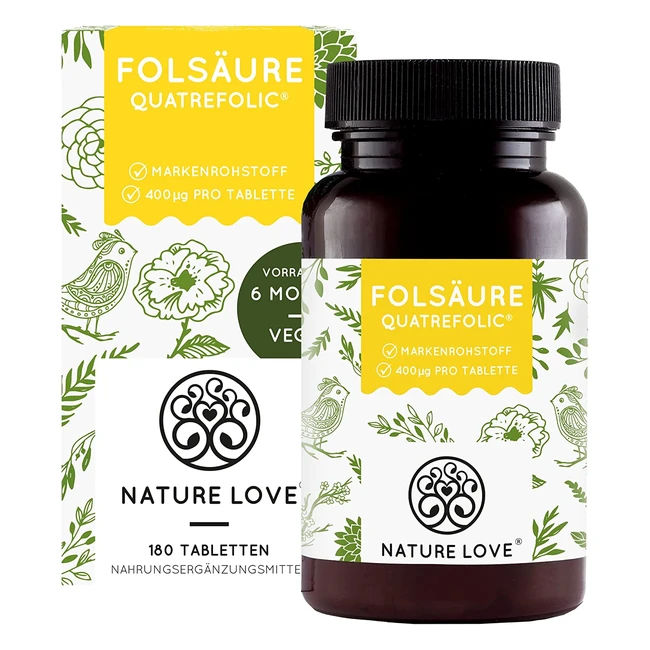 Nature Love Folsure Quatrefolic - 180 Tabletten  400mcg - Vegan  Laborgepr