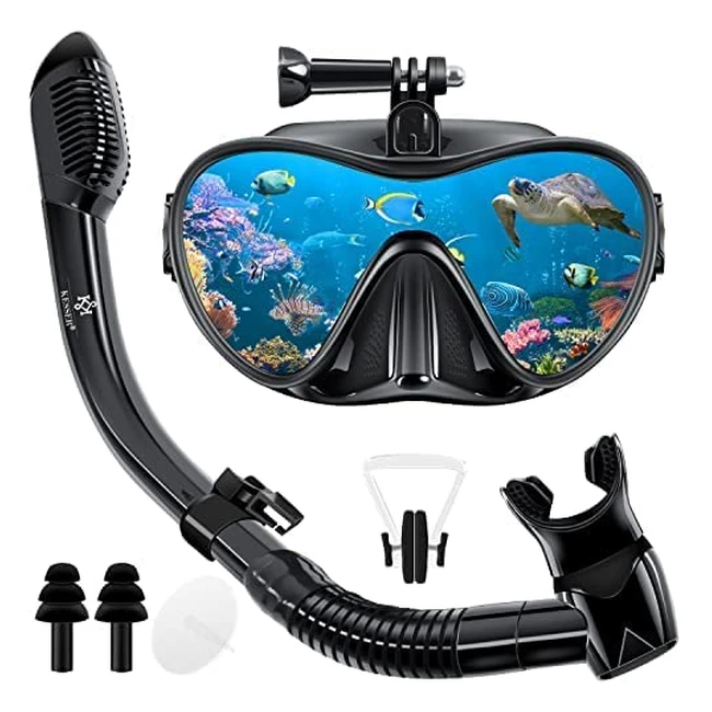 Kesser Schnorchelset Profi Tauchbrille Schnorchelmaske Erwachsene inkl. Action Cam Halterung, Anti-Fog & Anti-Leak für Freitauchen & Schnorcheln