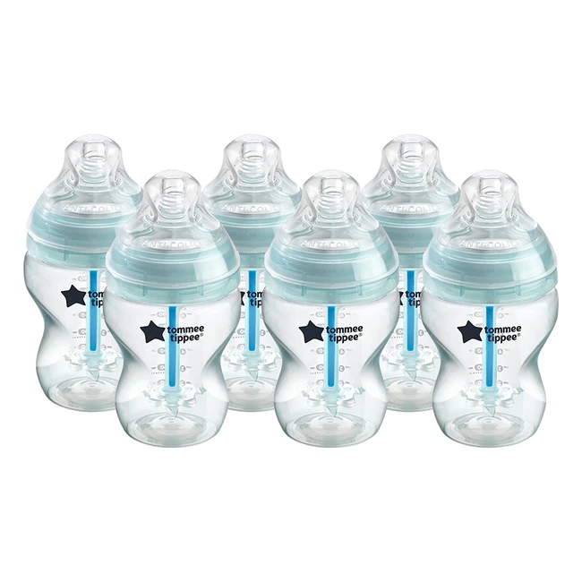 Tomme Tippee Anticolic Baby Bottles - Breastlike Teat & Unique Venting System - Pack of 6 (260ml)