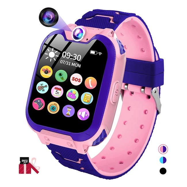 Smartwatch Bambina Jubunrer con Telecamera, Musica, Chiamata Vocale, SOS, Giochi, Sveglia, Orologio Digitale per Ragazze dai 3 ai 12 Anni - Regalo Compleanno e Natale