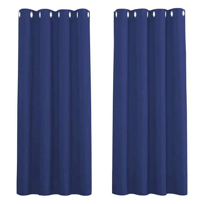 Pony Dance Blickdichte Vorhänge Blau - Kinderzimmer Gardinen Kurz - Thermogardine & Senvorhang - 2er Set Bergardinen - H 137 x B 132 cm