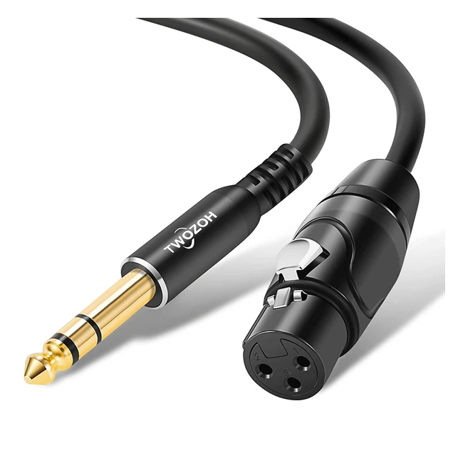 Cable Twozoh XLR Hembra a Jack 6.35mm TRS Estéreo, 2m - Profesional y Duradero