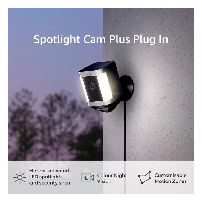 Ring Spotlight Cam Plus Outdoor Security Camera 1080p HD Video Two-Way Talk Nigh