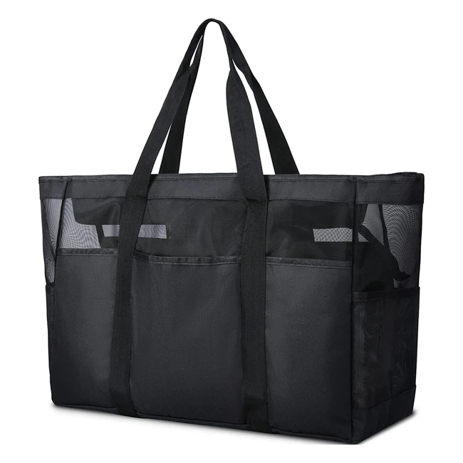 Lubardy Strandtasche XXL - Groe Mesh Beach Bag mit Reiverschluss fr Strand