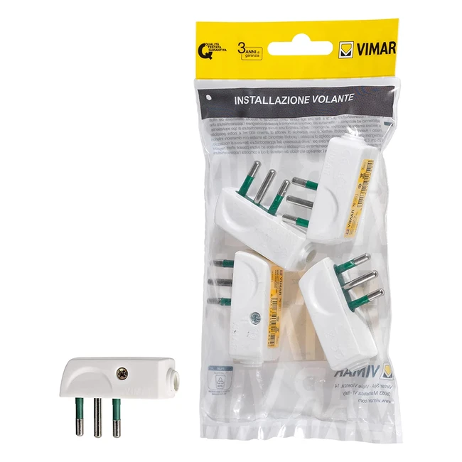 Vimar FP00206B - Spina piccola piatta a squadra sicury 2PT 10A 250V - 4 pezzi