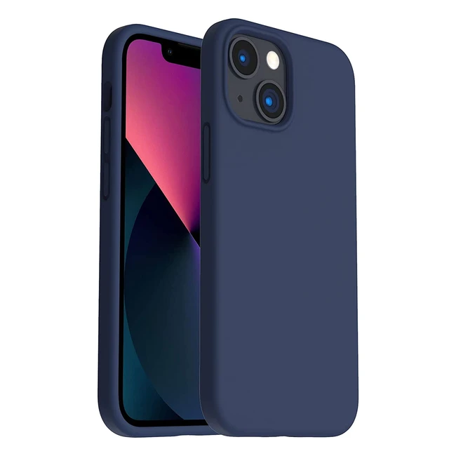 Funda de silicona líquida Ornarto compatible con iPhone 13 Mini - Protección completa 3 tapas estructura 54 azul marino