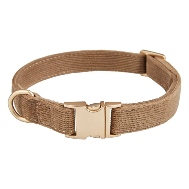 Yudote Ultrasoft Dog Collar for Medium Dogs - Natural Cotton Corduroy, Sensitive Skin, Coffee Brown