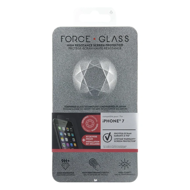 Film de protection ForceGlass en verre trempé pour iPhone 6/6S/7/8 - Haute sensibilité tactile et résistance aux rayures