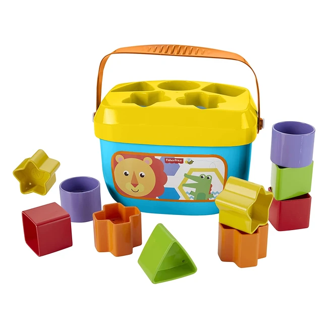 Fisher-Price FFC84 - Babys erste Bausteine - Formsortierspiel mit Spielwürfel und Aufbewahrungseimer - ab 6 Monaten