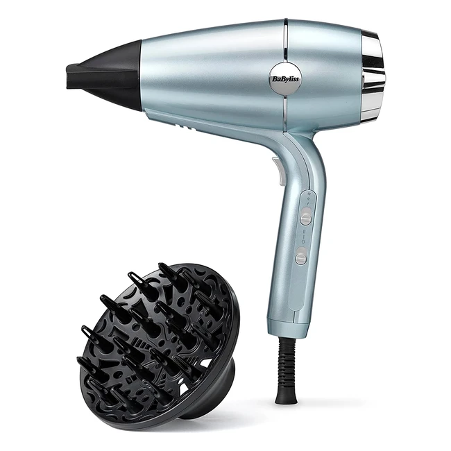 Babyliss 2100 Hydrofusion Hair Dryer - Smooth Blowdry, Ionic Anti-Frizz Nozzle, and Curl Diffuser