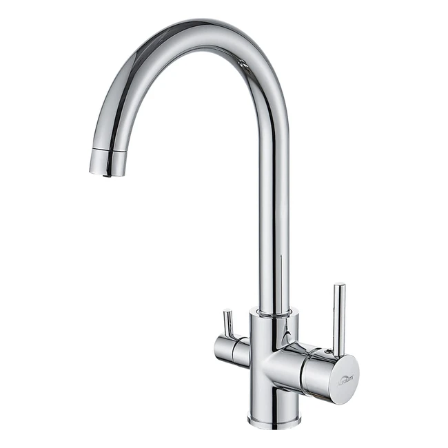 Rubinetto Lavello Cucina Auralum 3 Vie Depuratore Miscelatore Girevole 360 Ottone
