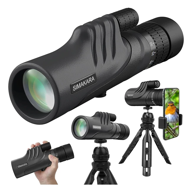 High Power Prism Monocular Telescope 1030x42 HD Zoom Waterproof Compact for Adults with Smart Phone Adapter & Tripod