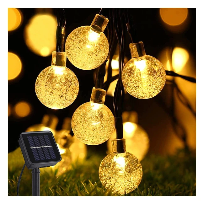 Solar Lichterkette für draußen - AISUTHA 8m mit 40 LEDs, 8 Modi, kristallklare Kugeln, wasserdicht, für Garten, Terrasse, Balkon, Hochzeit