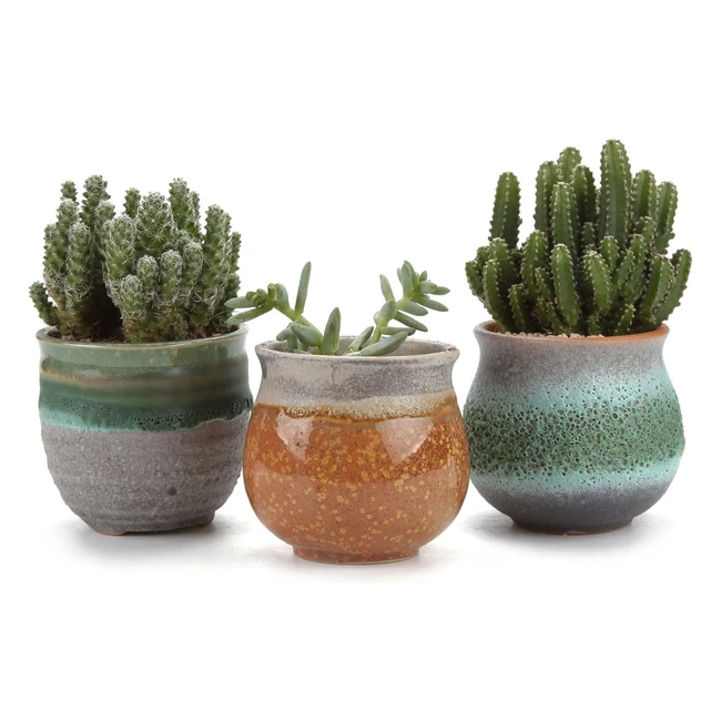 T4U 7cm Ceramic Summer Trio Succulent Plant Pot - Green (Pack of 3)