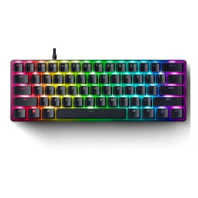 Teclado Razer Huntsman Mini con Switches Morados, Layout US, Color Negro - Compacto y Duradero
