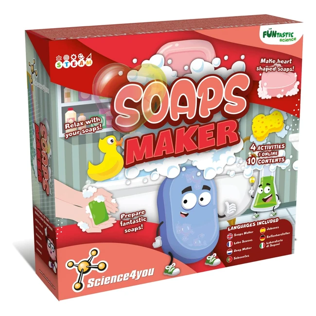 Kit fabrication savon pour enfants Science4you - Experiences scientifiques et activites manuelles pour garcons et filles de 8 ans - Jouet faire du savon