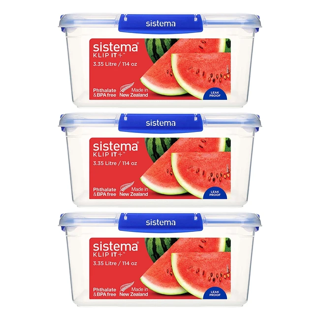 Sistema Klipit Plus - Lot de 3 récipients hermétiques 335L avec joint étanche et clips de fermeture facile sans BPA