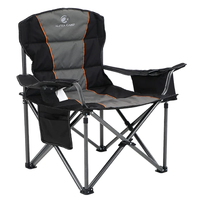 Alpha Camp Oversized Folding Camping Chair - Heavy Duty & Comfortable - Support 450 lbs - Portable with Cooler Bag