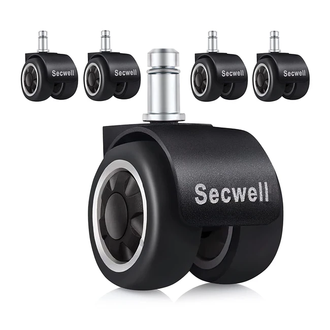 Rotelle universali per sedia ufficio Secwell - 5 pezzi - protezione pavimento - 11x22mm
