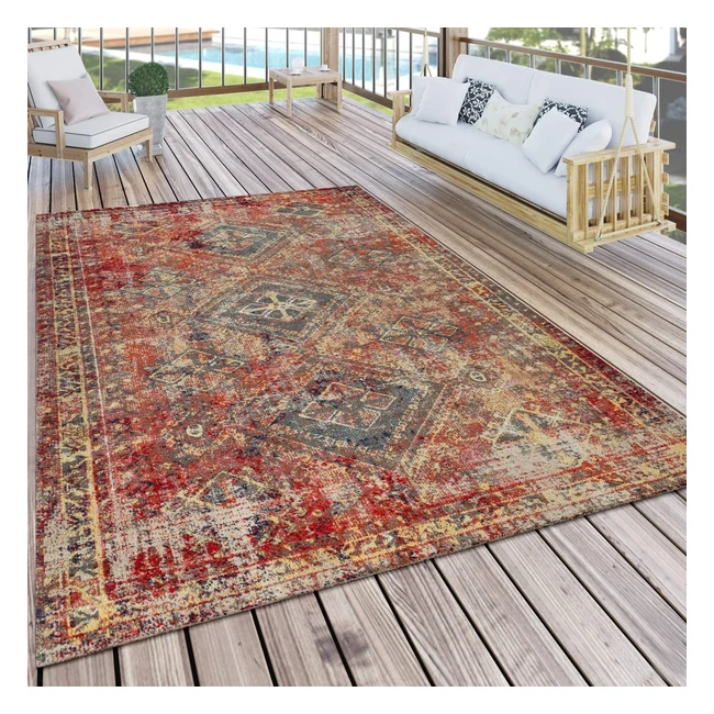 Paco Home Outdoor-Teppich Rot Orientalisches Design 160x220cm - Wetterfest  Rob